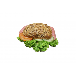 belegtes Mehrkornbrötchen mit Salami